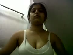 Busty perverted amateur gorgeous Indian brunette hair disrobes and flashes her muff